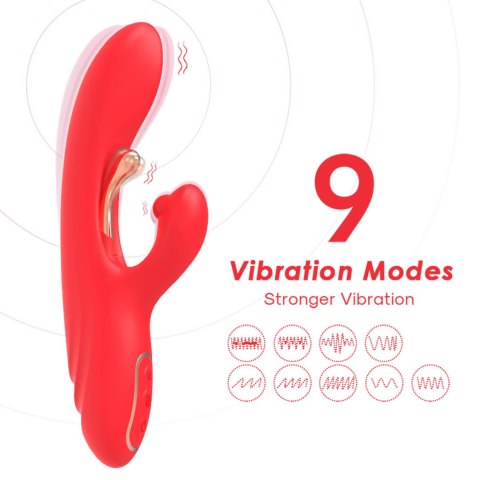 Wibrator Króliczek Z Trójpunktową Stymulacją I Ładowaniem USB-C Czerwony - NIRVANA RED THREE-POINT VIBRATION