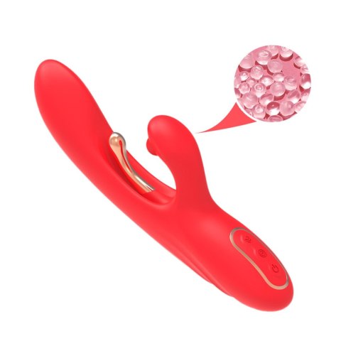 Wibrator Króliczek Z Trójpunktową Stymulacją I Ładowaniem USB-C Czerwony - NIRVANA RED THREE-POINT VIBRATION
