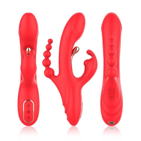 Innowacyjny Wibrator Czteropunktowy Czerwony - TRIDENT RED FOUR-POINT VIBRATION