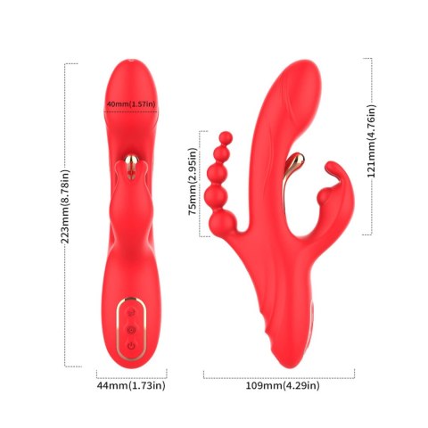 Innowacyjny Wibrator Czteropunktowy Czerwony - TRIDENT RED FOUR-POINT VIBRATION