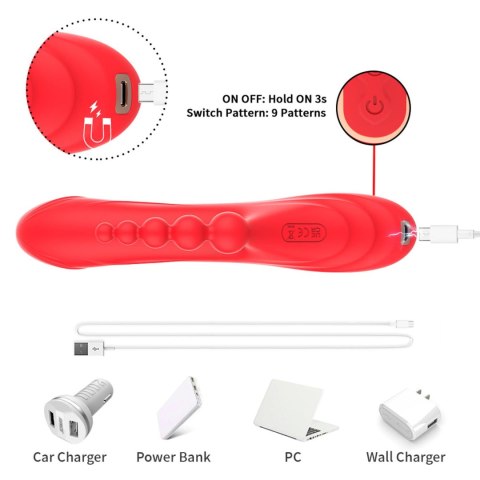 Innowacyjny Wibrator Czteropunktowy Czerwony - TRIDENT RED FOUR-POINT VIBRATION