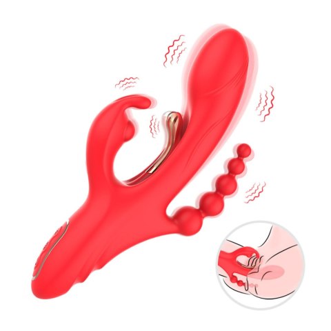 Innowacyjny Wibrator Czteropunktowy Czerwony - TRIDENT RED FOUR-POINT VIBRATION