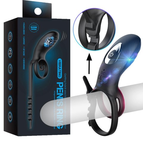 Pierścień erekcyjny podwójny wibrujący-AdjustableDouble cockring with remote