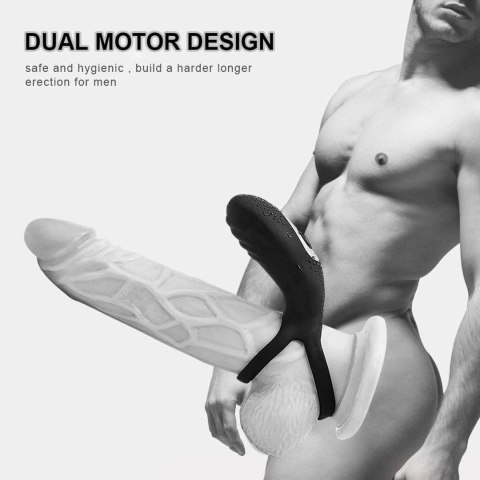 Pierścień erekcyjny podwójny wibrujący-AdjustableDouble cockring with remote