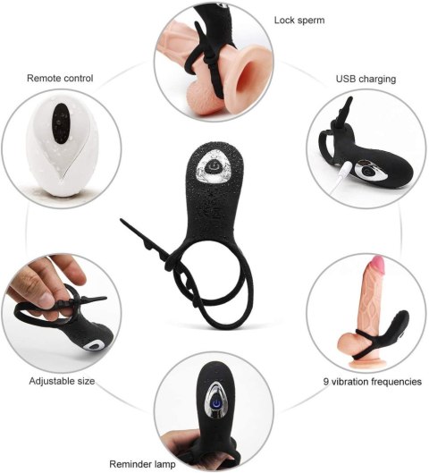 Pierścień erekcyjny podwójny wibrujący-AdjustableDouble cockring with remote