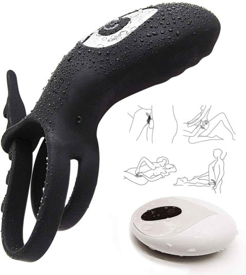 Pierścień erekcyjny podwójny wibrujący-AdjustableDouble cockring with remote