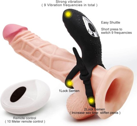 Pierścień erekcyjny podwójny wibrujący-AdjustableDouble cockring with remote