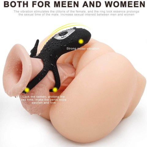 Pierścień erekcyjny podwójny wibrujący-AdjustableDouble cockring with remote