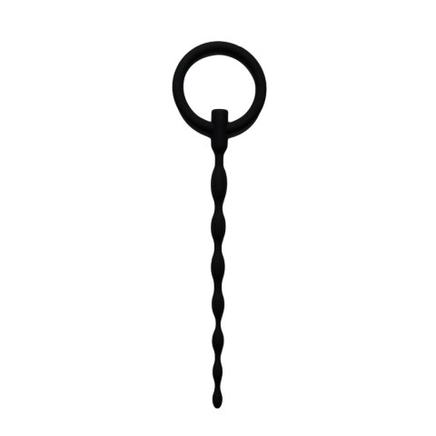 Dilator do cewki moczowej czarny Silicone Penis Plug With Pull Ring