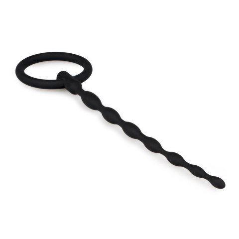 Dilator do cewki moczowej czarny Silicone Penis Plug With Pull Ring