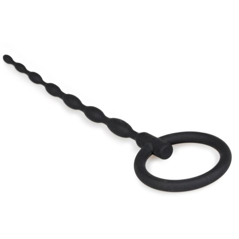 Dilator do cewki moczowej czarny Silicone Penis Plug With Pull Ring