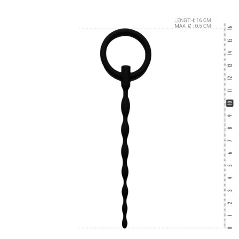 Dilator do cewki moczowej czarny Silicone Penis Plug With Pull Ring