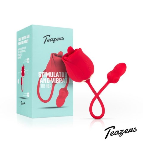 Stymulator Łechtaczki z Podwójną Stymulacją Rose Vibrator and Clitoris Stimulator Różowy - Teazers