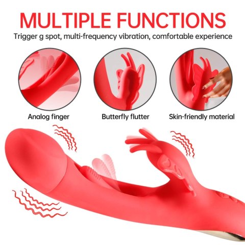 Innowacyjny Wibrator Króliczek Z Ruchomym Języczkiem Silikonowy USB - Butterfly Dual Flicking Vibrator