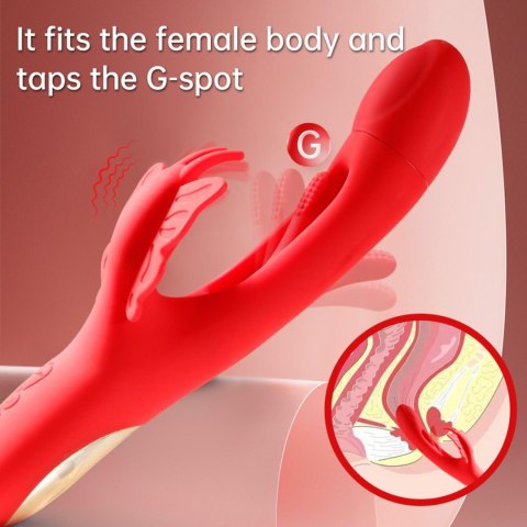 Innowacyjny Wibrator Króliczek Z Ruchomym Języczkiem Silikonowy USB - Butterfly Dual Flicking Vibrator