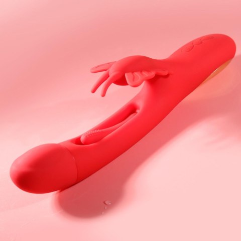 Innowacyjny Wibrator Króliczek Z Ruchomym Języczkiem Silikonowy USB - Butterfly Dual Flicking Vibrator