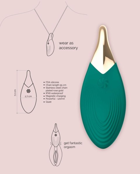Wibrator Naszyjnik W Kształcie Liścia Wodoodporny Zielony – Vibrating Necklace Liberty Leaf
