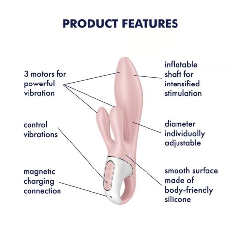 Wibrator Króliczek pudrowy róż Air Pump Bunny 3 Satisfyer
