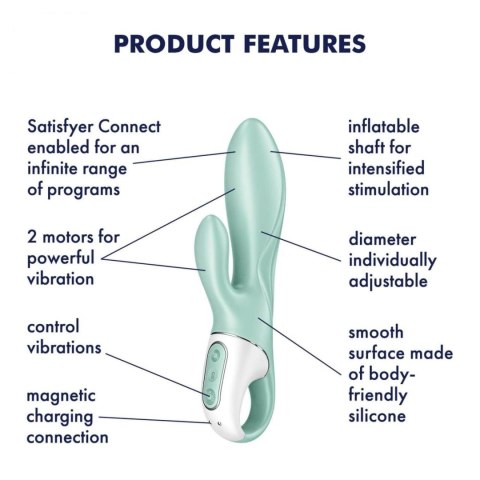Wibrator Króliczek-Air Pump Bunny 5 Connect App Mint-Satisfyer