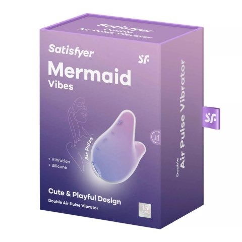 Stymulator Ssący i Wibracyjny Mermaid Vibes 11 Poziomów Air Pulse 12 Programów Wibracji Fioletowo-Różowy Satisfyer