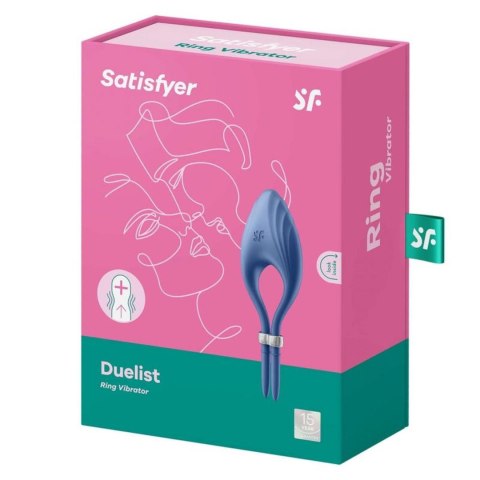 Pierścień erekcyjny-Duelist Ring Vibrator Blue-Satisfyer