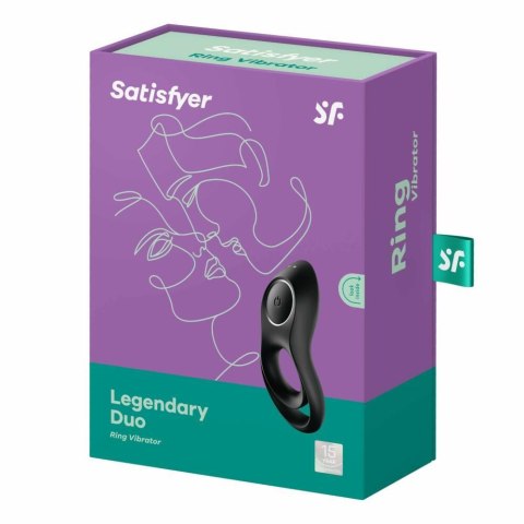 Pierścień erekcyjny wibrujący czarny Legendary Duo Satisfyer