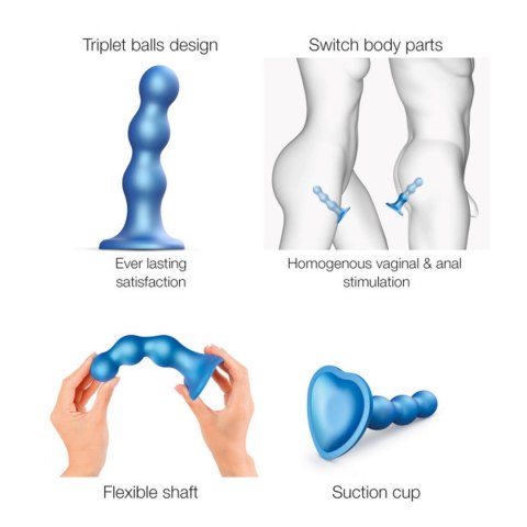 Dildo silikonowe do STRAP-ON niebieskie 13cm PLUG BALLS METALLIC BLUE DORCELL