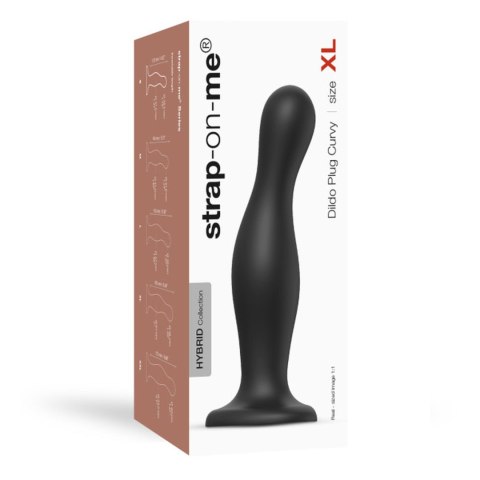 Dildo silikonowe do STRAP-ON czarne 18cm PLUG CURVY BLACK DORCELL