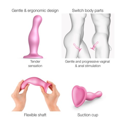 Dildo silikonowe do STRAP-ON różowe 14cm PLUG CURVY METALLIC SUGAR DORCELL