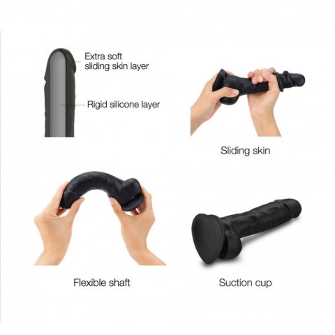 Dildo cyberskóra z przyssawką czarne 17cm black s SLIDING SKIN DORCELL