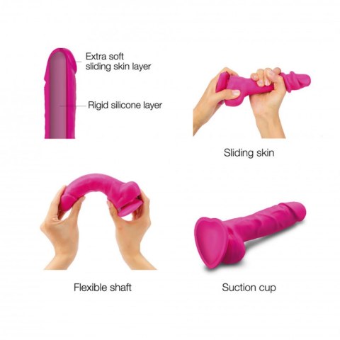 Dildo cyberskóra z przyssawką fuksja 18cm fuhsia m SLIDING SKIN DORCELL