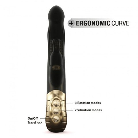 Wibrator Króliczek Obrotowy 2 Silniki USB Czarno-Złoty - Dorcel Baby Rabbit