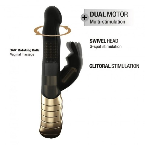 Wibrator Króliczek Obrotowy 2 Silniki USB Czarno-Złoty - Dorcel Baby Rabbit