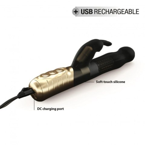 Wibrator Króliczek Obrotowy 2 Silniki USB Czarno-Złoty - Dorcel Baby Rabbit