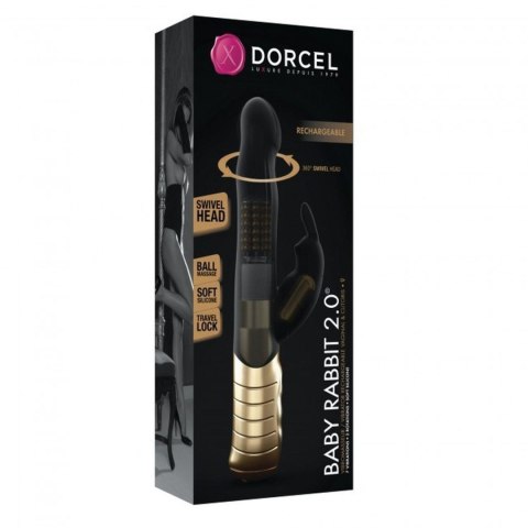 Wibrator Króliczek Obrotowy 2 Silniki USB Czarno-Złoty - Dorcel Baby Rabbit