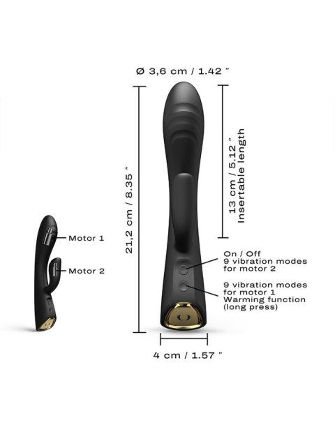 Wibrator Króliczek Z Funkcją Podgrzewania Silikonowy USB - DORCEL Flexi Rabbit Black