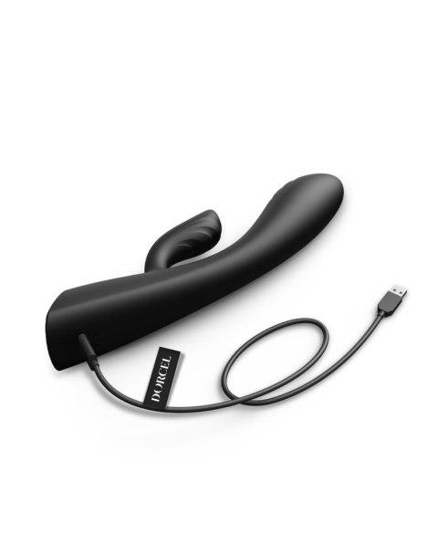 Wibrator Króliczek Z Funkcją Podgrzewania Silikonowy USB - DORCEL Flexi Rabbit Black