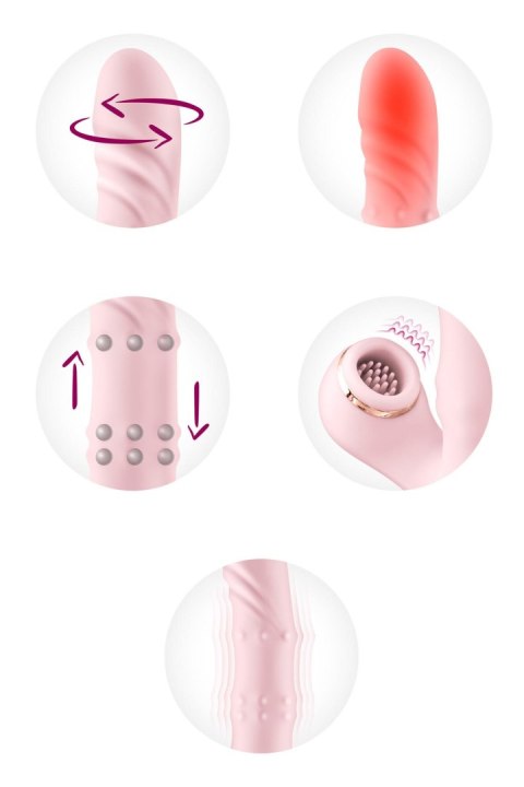 Wibrator Króliczek Rotacyjny 5w1 Tapping Grzanie USB Różowy - YOBA Classy