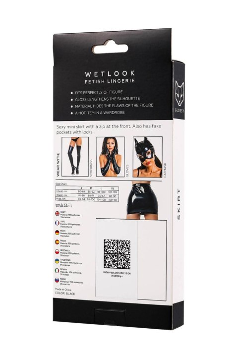 Glossy Billie, skirt, wetlook, black, XL
