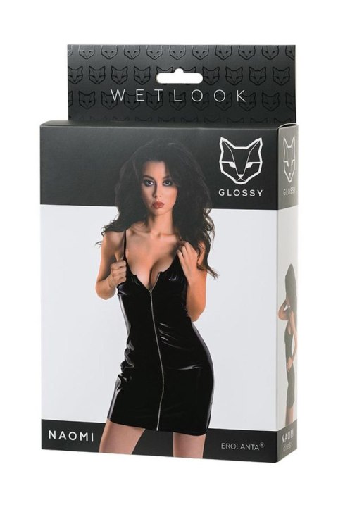 Wetlook black dress NAOMI - black XL