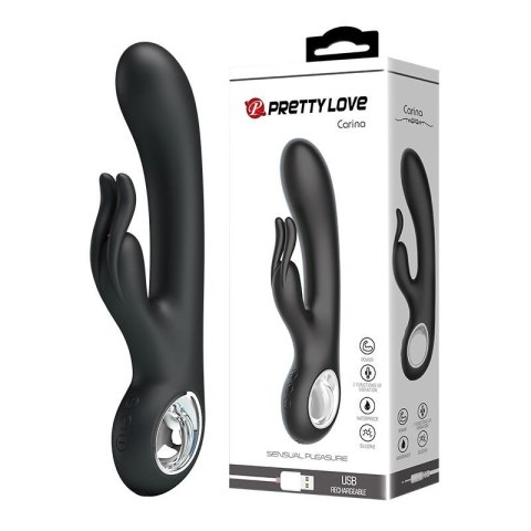 Króliczek Z 7 Funkcjami Wibracji Czarny - PRETTY LOVE CARINA BLACK USB 7 FUNCTION