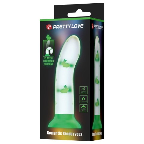 Dildo świecące zielone Romantic Rendezvous, Luminous Suction Pretty Love BAILE