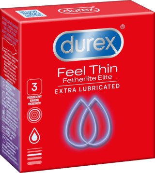 Prezerwatywy Lateksowe Cieńsze Z Dodatkowym Żelem Fetherlite Elite 3 Szt. Durex Durex