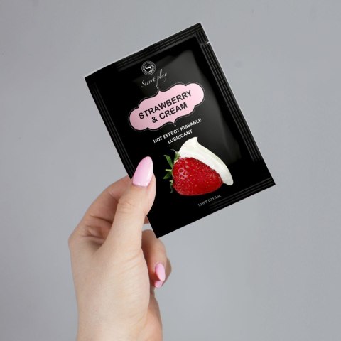 Lubrykant smakowy truskawki i śmietana STRAWBERRY & CREAM HOT EFFECT SECRET PLAY 10ml