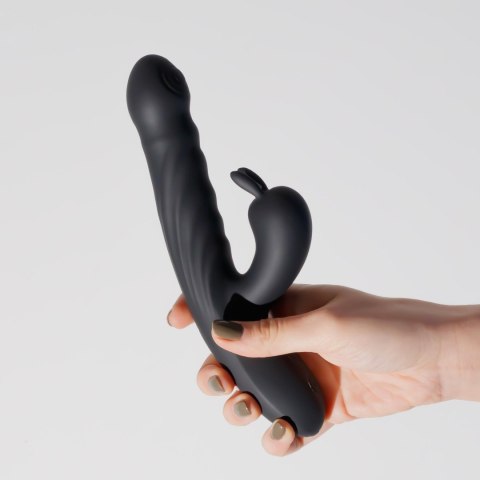 Wibrator Króliczek Z Ruchomym Trzonem Posuwisto-Zwrotny Silikonowy USB Czarny - CRUSHIOUS Lapin