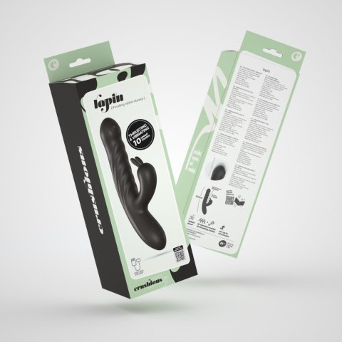 Wibrator Króliczek Z Ruchomym Trzonem Posuwisto-Zwrotny Silikonowy USB Czarny - CRUSHIOUS Lapin