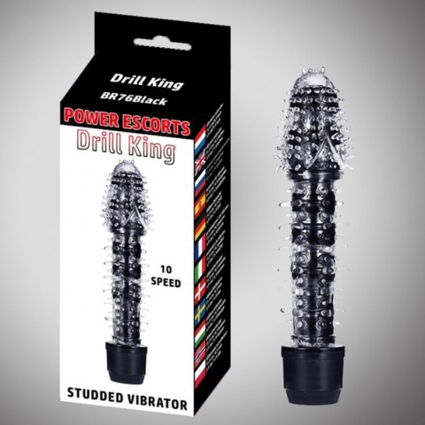 Gruby Wibrator Z Ćwiekami Potężny Ładowalny Czarny – Power Escorts Drill King Black