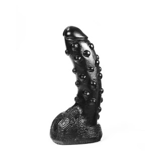 Dildo winylowe z wypustkami czarne 28x18cm Mister B Tonguebiter Dark Crystal