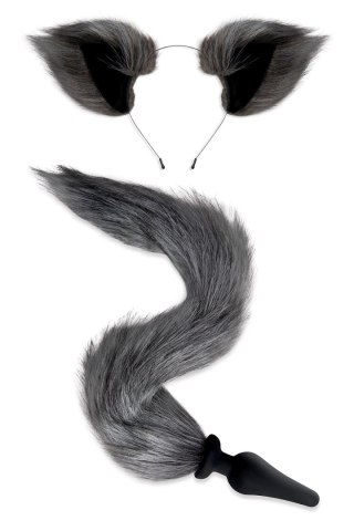 Zestaw Lis Korek Analny I Uszy Plug Grey Fox Tail Set Whipsmart Whipsmart