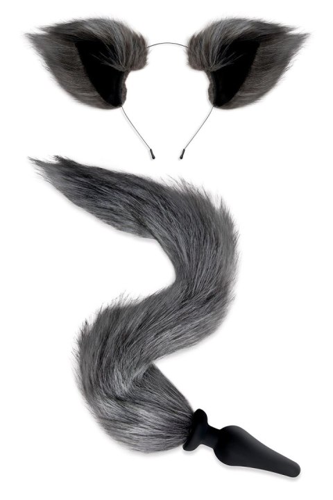 Zestaw Lis Korek Analny I Uszy Plug Grey Fox Tail Set Whipsmart Whipsmart